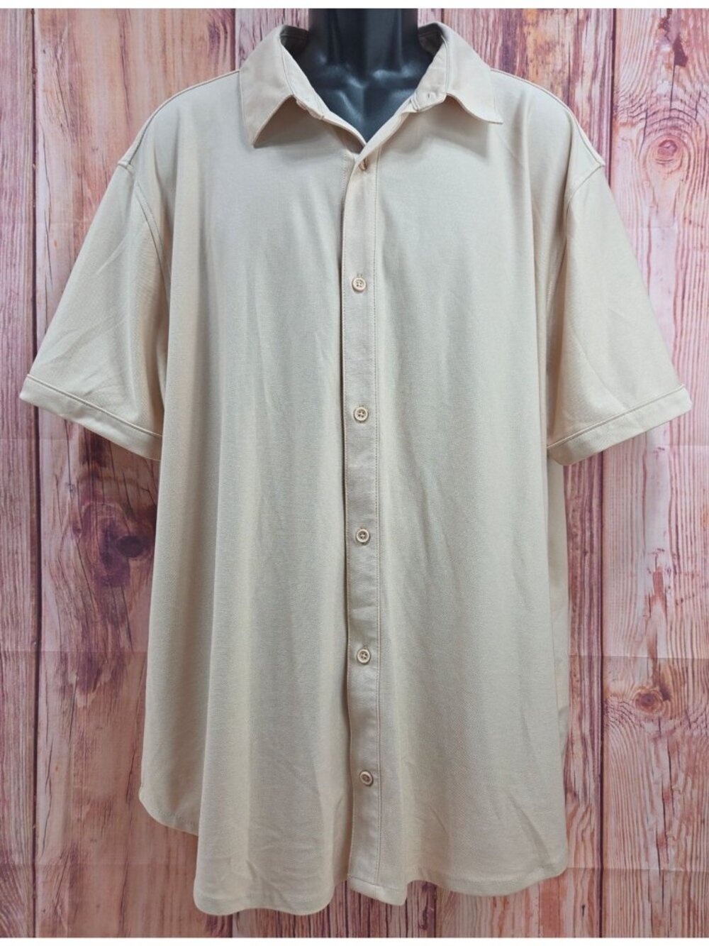 VRST Mens Beige Short-Sleeve Button-Up Polo XXL